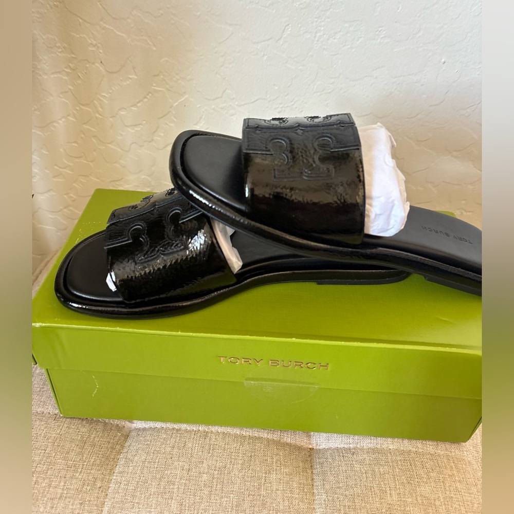 NWT Tory Burch Double-T Genuine Leather Sport Slide Sandal $200msrp - Picture 3 of 10